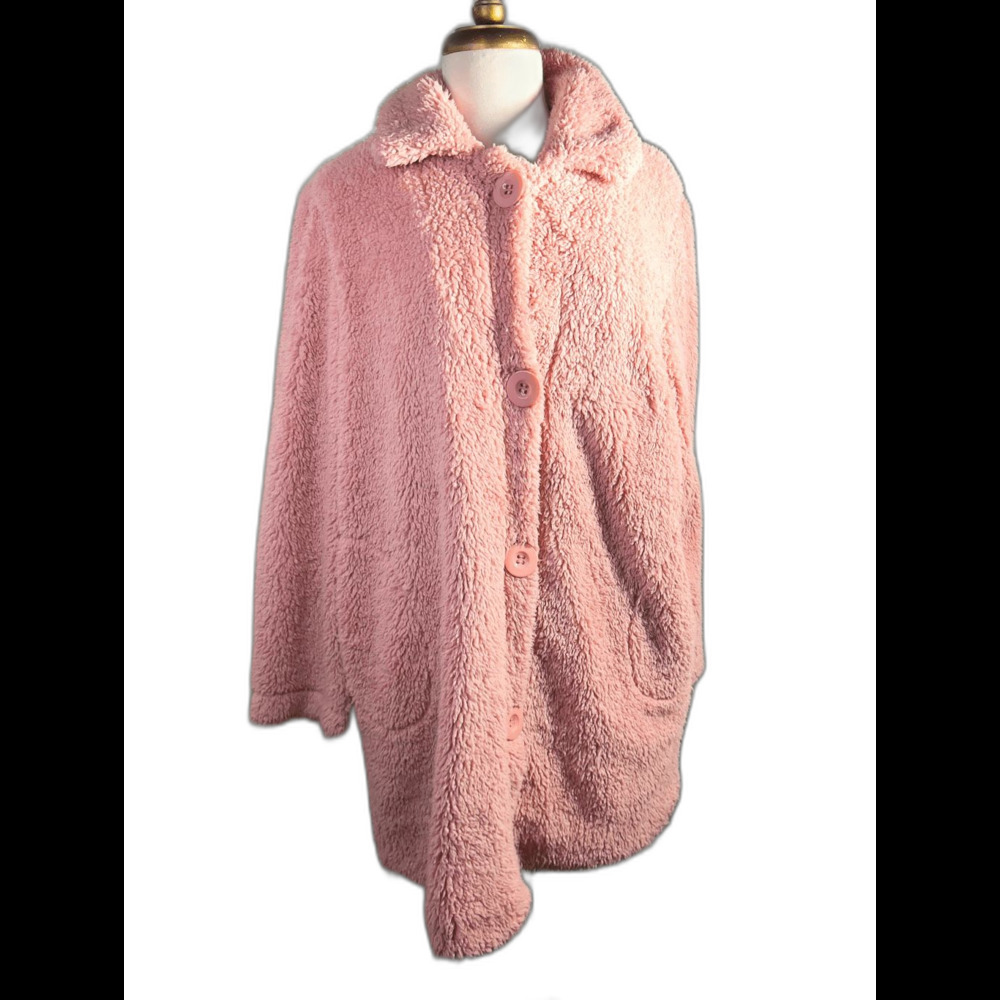Knapp Studio Peacoat Size L Pink Romantic Academia Textured Oversized Pea Coat